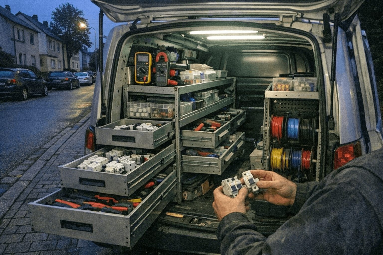 Servicefahrzeug des Elektronotdienstes mit Werkzeugausstattung